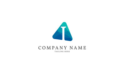 polygonal letter I modern triangle logo template