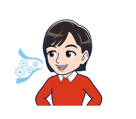 Beautiful woman dressed in red clothes