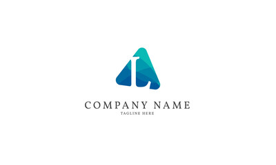 polygonal letter L modern triangle logo template