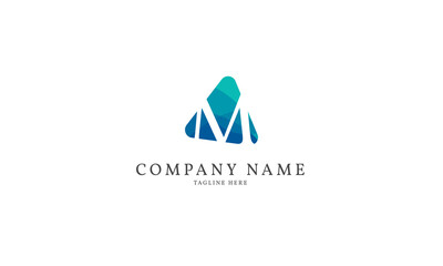 polygonal letter M modern triangle logo template