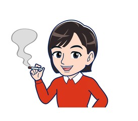 Beautiful woman dressed in red clothes