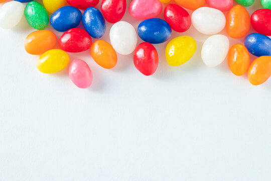 Colorful Jellybeans on a White Background