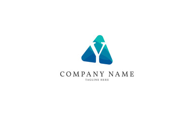 polygonal letter Y modern triangle logo template
