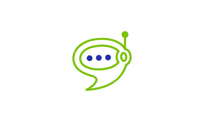 Creative Vector Illustration Logo Design. Smart Ai Robotics Bubble Chat Concept.