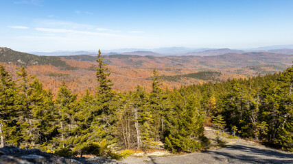 The sprawling forests around Mount Cardigan come alive with colors during the peak of autumn