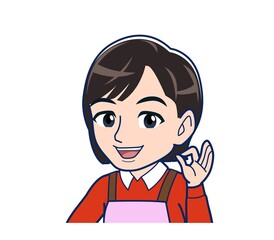 Obraz premium Beautiful woman in a pink apron