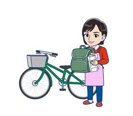 Beautiful woman in a pink apron