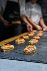 High cuisine resstaurant's kitchen elaborating food