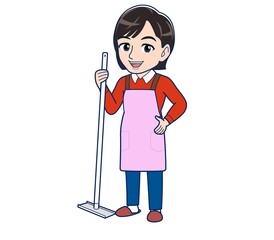 Beautiful woman in a pink apron