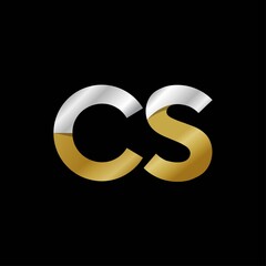 CS initial letter logo, simple shade, gold silver color