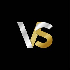 VS initial letter logo, simple shade, gold silver color