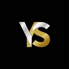 YS initial letter logo, simple shade, gold silver color