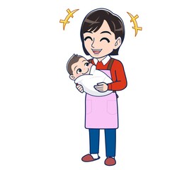 Beautiful woman in a pink apron