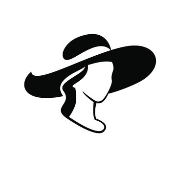 simple woman wearing a floppy sun hat straw hat vector illustration design isolated white background