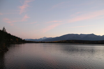 October Sunset On Pyramid Lake, Jasper National Park, Alberta