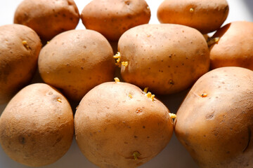 close shot of potatoes group on floor