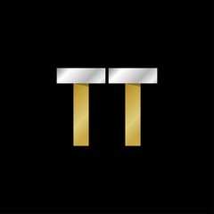 TT initial letter logo, simple shade, gold silver color
