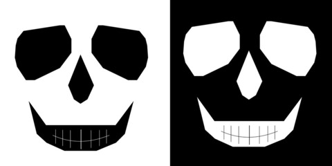 black white cute skull geometric face