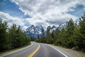 A long way down the road going to Grand Tetons NP, Wyoming