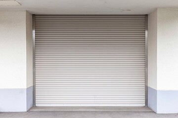 A white shutter door close at an industrial warehouse