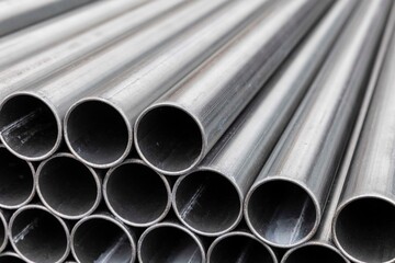 Close - up Stack of construction metal pipes