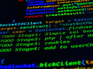 Java Programming background / lines of colored code