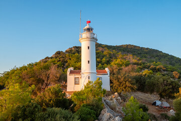 Fototapeta na wymiar Lighthouse at Gelidonya cape in Mediterranean sea, Antalya.