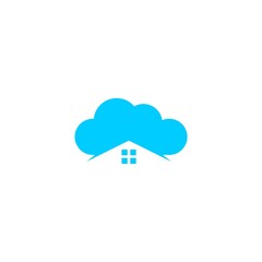 Cloud home vector logo, Creative studio illustration, real estate icon.
