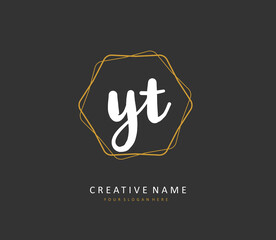 Y T YT Initial letter handwriting and signature logo. A concept handwriting initial logo with template element.