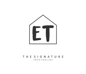E T ET Initial letter handwriting and signature logo. A concept handwriting initial logo with template element.