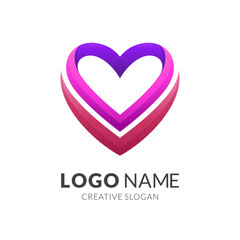 love logo concept with 3d colorful style
