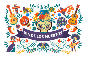 Dia de los muertos, day of the dead mexican holiday
