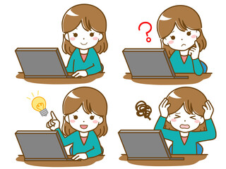 パソコンを操作する女性