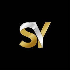 SY initial letter logo, simple shade, gold silver color