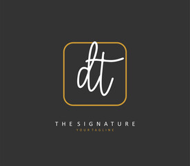 D T DT Initial letter handwriting and signature logo. A concept handwriting initial logo with template element.