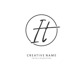 I T IT Initial letter handwriting and signature logo. A concept handwriting initial logo with template element.