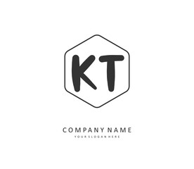 K T KT Initial letter handwriting and signature logo. A concept handwriting initial logo with template element.