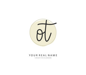 O T OT Initial letter handwriting and signature logo. A concept handwriting initial logo with template element.