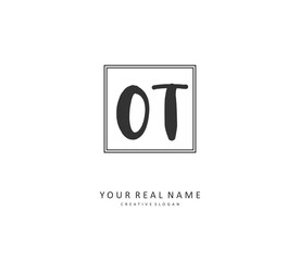 Obraz premium O T OT Initial letter handwriting and signature logo. A concept handwriting initial logo with template element.