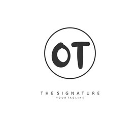 Obraz premium O T OT Initial letter handwriting and signature logo. A concept handwriting initial logo with template element.