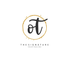 O T OT Initial letter handwriting and signature logo. A concept handwriting initial logo with template element.