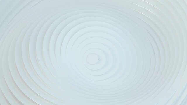 White rings with ripple effect. Clean corporate background. 3D render seamless loop animation