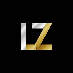 LZ initial letter logo, simple shade, gold silver color