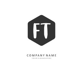 F T FT Initial letter handwriting and signature logo. A concept handwriting initial logo with template element.