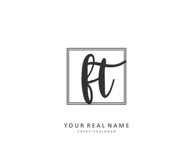 F T FT Initial letter handwriting and signature logo. A concept handwriting initial logo with template element.