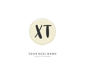 X T XT Initial letter handwriting and signature logo. A concept handwriting initial logo with template element.