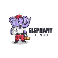 elephant service retro logo. elephant with equipment tools