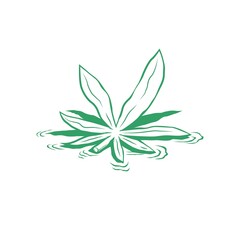 green cannabis floating on the water logo. vector illustration