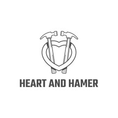 heart and hammer logo. vector illustration