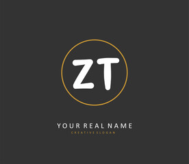 Z T ZT Initial letter handwriting and signature logo. A concept handwriting initial logo with template element.